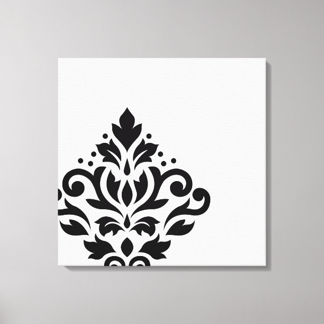 Scroll Damask Off-Set I Black on White Leinwanddruck (Vorderseite)