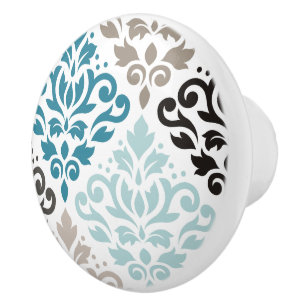 Scroll Damask Offset PDF Kunst Tees Browns White Keramikknauf