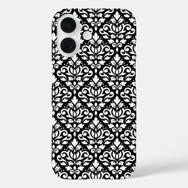 Scroll Damask White auf schwarzem Muster Case-Mate iPhone Hülle (Rückseite)