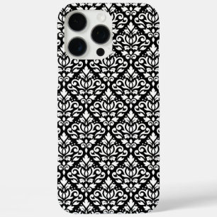 Scroll Damask White auf schwarzem Muster iPhone 16 Pro Max Hülle