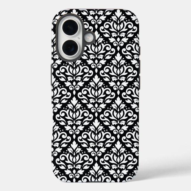 Scroll Damask White auf schwarzem Muster Case-Mate iPhone Hülle (Rückseite)