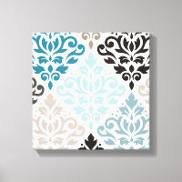 Scroll Damask XLg Muster Teals Browns White