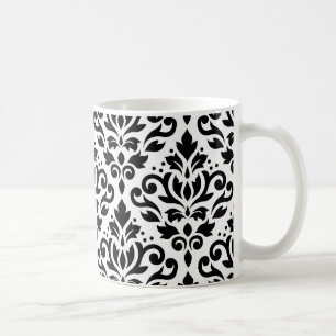 Scroll-Damaskenmuster Schwarz auf Weiß Tasse