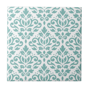 Scroll Damast Teal Muster Fliese