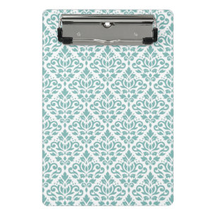 Scroll Damast Teal Muster Mini Klemmbrett