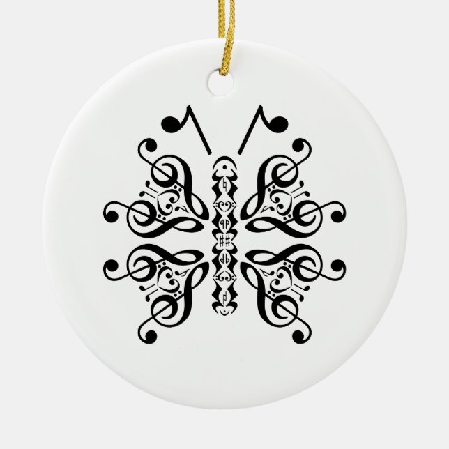 Scroll Design für Musical Butterfly Musiknote Keramik Ornament (Vorne)