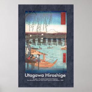 Scroll Design Hiroshige Ryogoku Woodblock Print Poster
