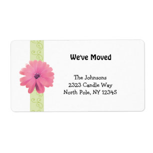 Scroll Design mit rosa Blume Neue Adresse