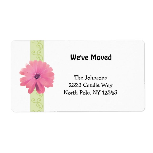Scroll Design mit rosa Blume Neue Adresse (Vorne)