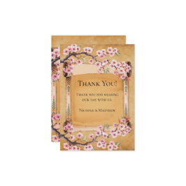 Scroll Japanese Cherry Blossom Wedding Dankeskarte