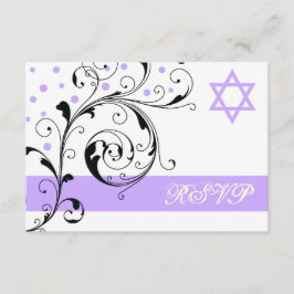 Scroll leaf white lila & Star von David UAWG RSVP Karte