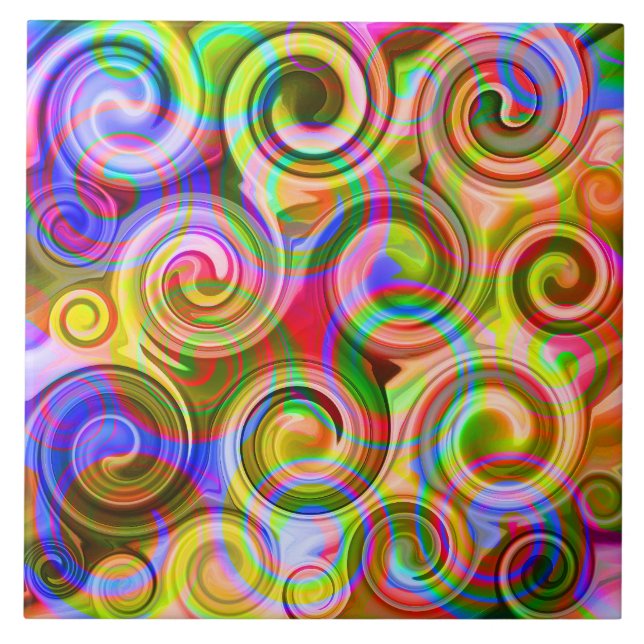 Scroll Pastell geometrisch abstrakt  Fliese (Vorderseite)