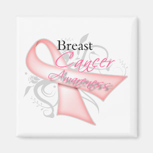 Scroll Pink Ribbon v2 Brustkrebs-Bewusstsein Magnet
