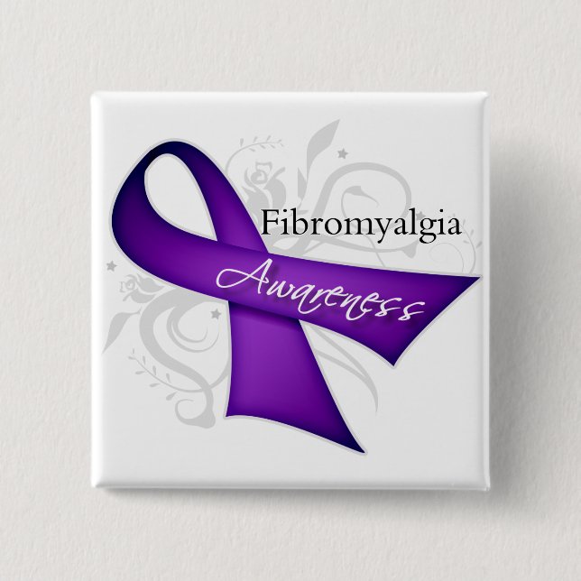 Scroll Ribbon - Fibromyalgie Bewusstsein Button (Vorderseite)