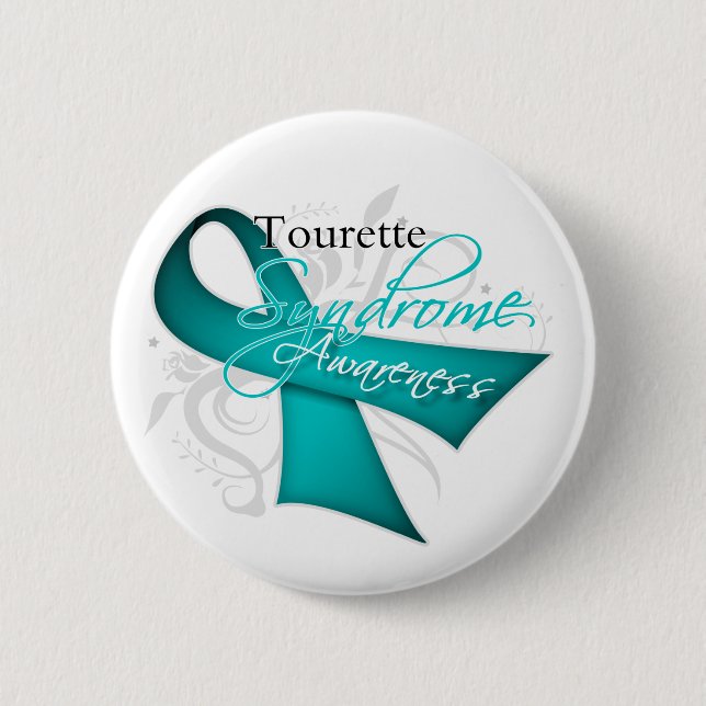 Scroll Ribbon - Tourette Syndrome Awareness Button (Vorderseite)