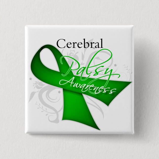 Scroll Ribbon - Zerebral Palsy Bewusstsein Button (Vorderseite)