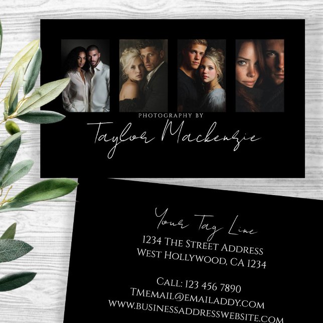 Scroll-Typografie 4 Foto-Vorlage Personalisiert Visitenkarte (Scroll Typography 4 Photo Template Personalized Business Cards by Ricaso. Ideal for variety of uses)