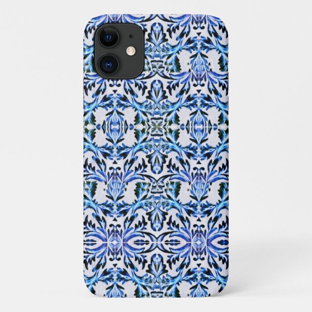 Scrolled Leaf Blue Case-Mate iPhone Hülle (Rückseite)