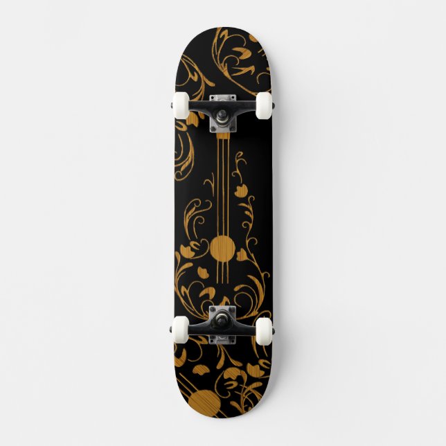 Scrolled Wood Guitar Skateboard (Vorderseite)