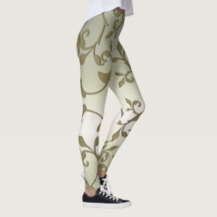 Scrollen von Olivenöl-Blätter Leggings