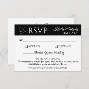 Scrolling Butterfly Wedding RSVP Response Card