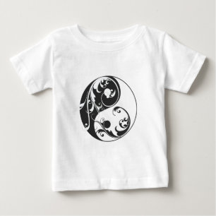 Scrolling Yin & Yang (schwarz) Baby T-shirt