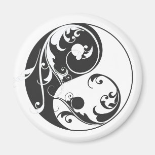 Scrolling Yin & Yang (schwarz) Magnet
