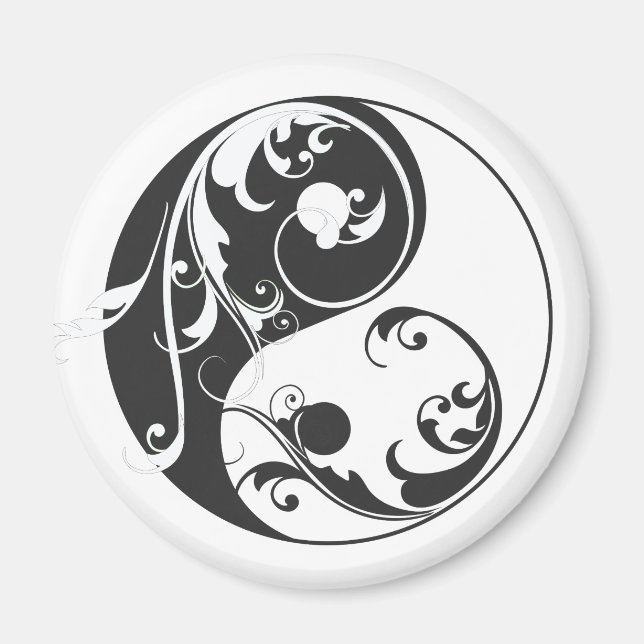 Scrolling Yin & Yang (schwarz) Magnet (Vorne)