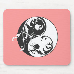 Scrolling Yin & Yang (schwarz) Mousepad