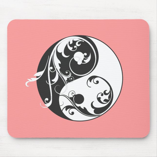 Scrolling Yin & Yang (schwarz) Mousepad (Vorne)