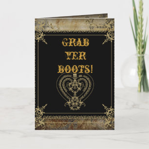 Scrolls rustikale Western Salon Hochzeit Dankeskarte