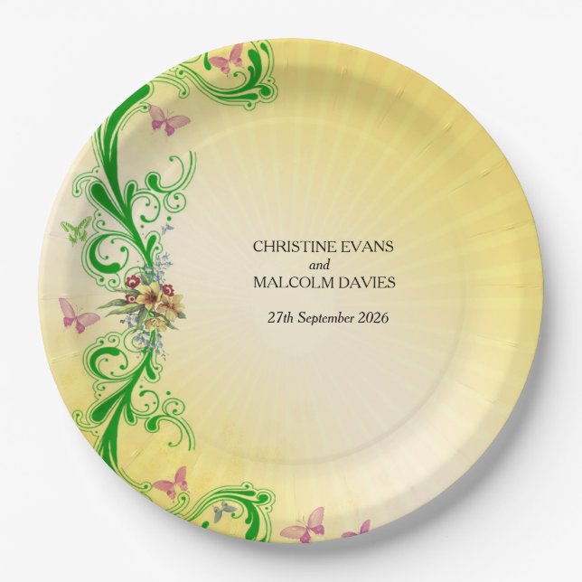 Scrolls und Schmetterlinge Pappteller (Vorderseite)