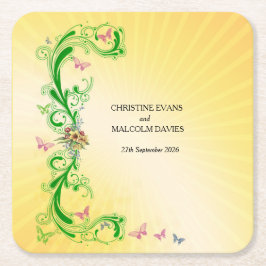 Scrolls und Schmetterlinge Rechteckiger Pappuntersetzer