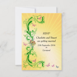 Scrolls und Schmetterlinge RSVP Karte