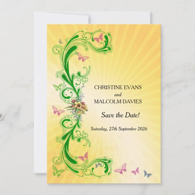 Scrolls und Schmetterlinge Save The Date (Vorderseite)