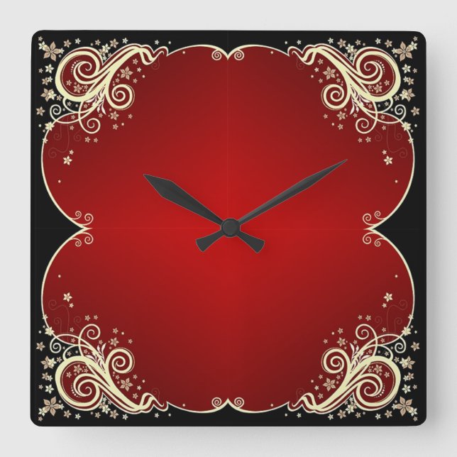 Scrollwork für klassische Stile Quadratische Wanduhr (Vorderseite)