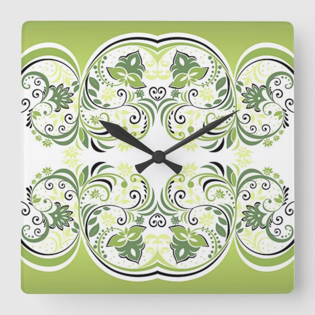 Scrollwork für klassische Stile Quadratische Wanduhr (Vorderseite)