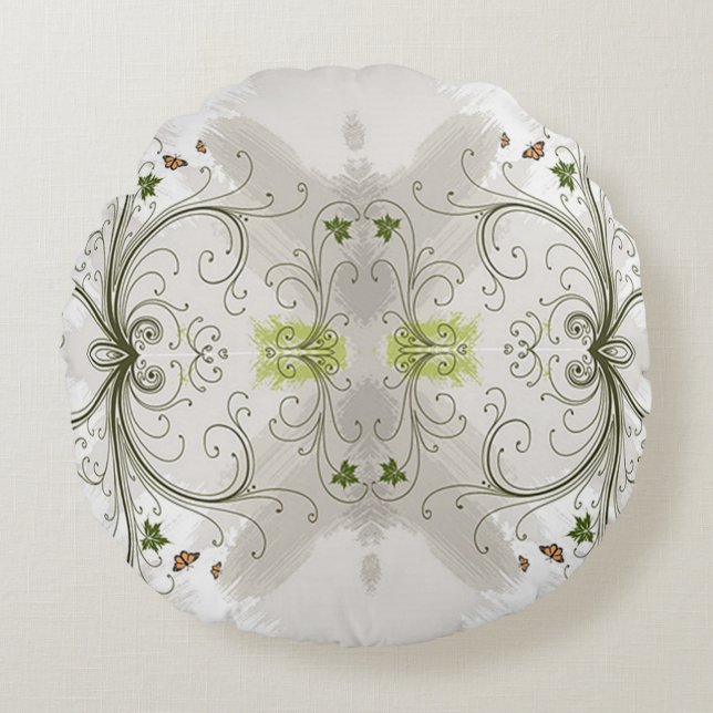 Scrollwork für klassische Stile Rundes Kissen (Vorderseite)