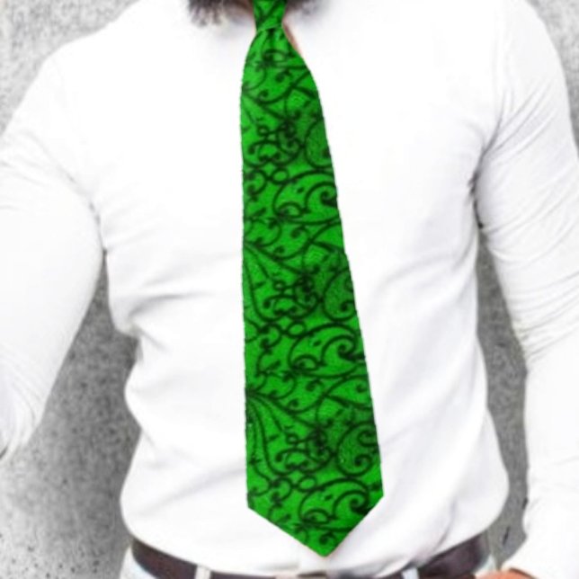 Scrollwork Green Neck Tie Krawatte (A very festive tie, for wearing to those Holiday functions, and events!)