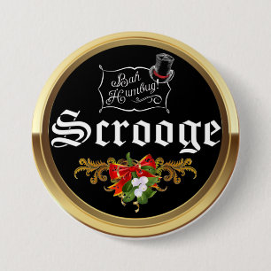 SCROOGE "Bah Humbug!" Mistel Weihnachts Pin Button