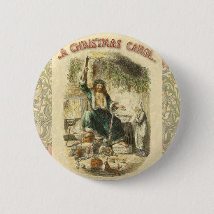 Scrooge Christmas Carol Art Print Illustration Button