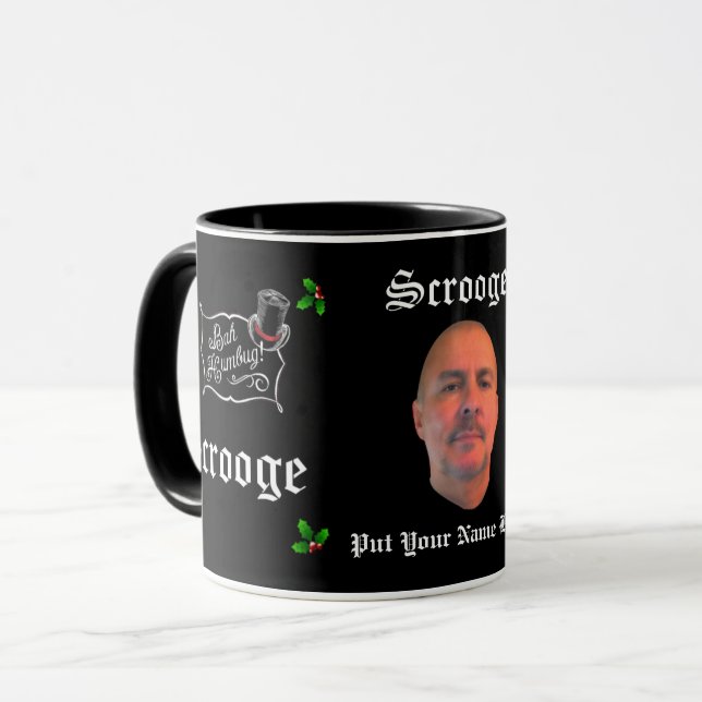 SCROOGE Image/Text Personalisiert Weihnachtsgesche Tasse (Vorderseite Links)