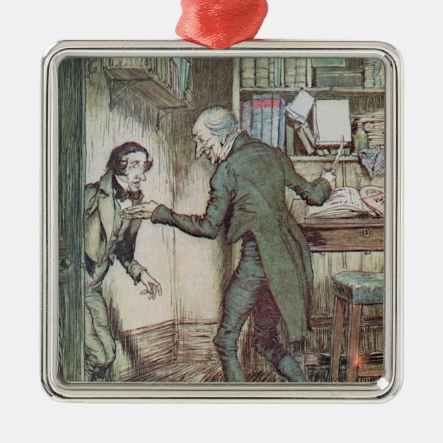 Scrooge und Bob Cratchit Ornament Aus Metall (Vorne)
