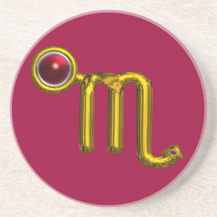 SCROPIO ZODIAC BIRTHDAY JEWEL Gold Red Grenade Untersetzer
