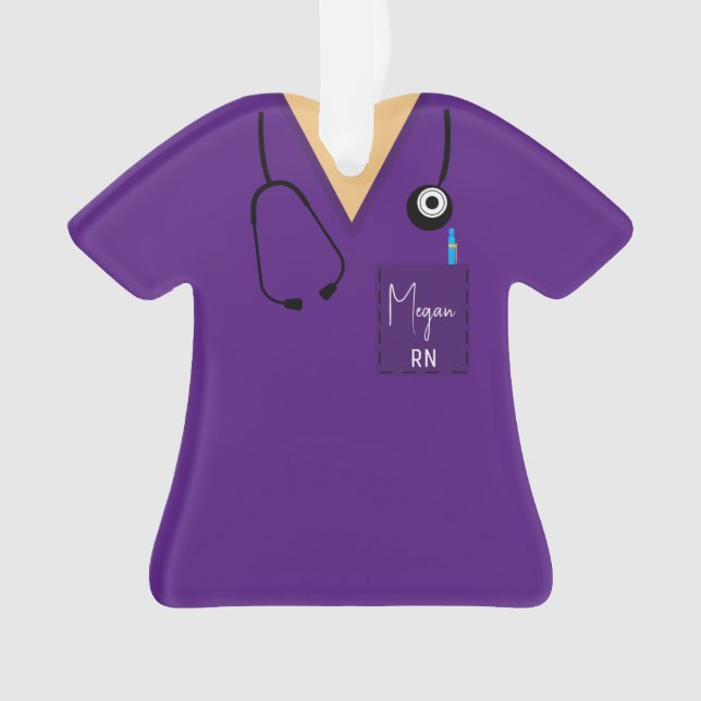 Scrub Top Ornament - Lila mit hellen Hautnamen (Vorderseite)