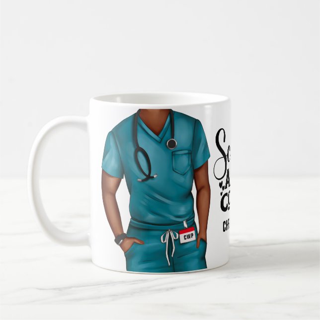 Scrubs und Coffee Nurse Personalisiert Coffee Tass Kaffeetasse (Links)