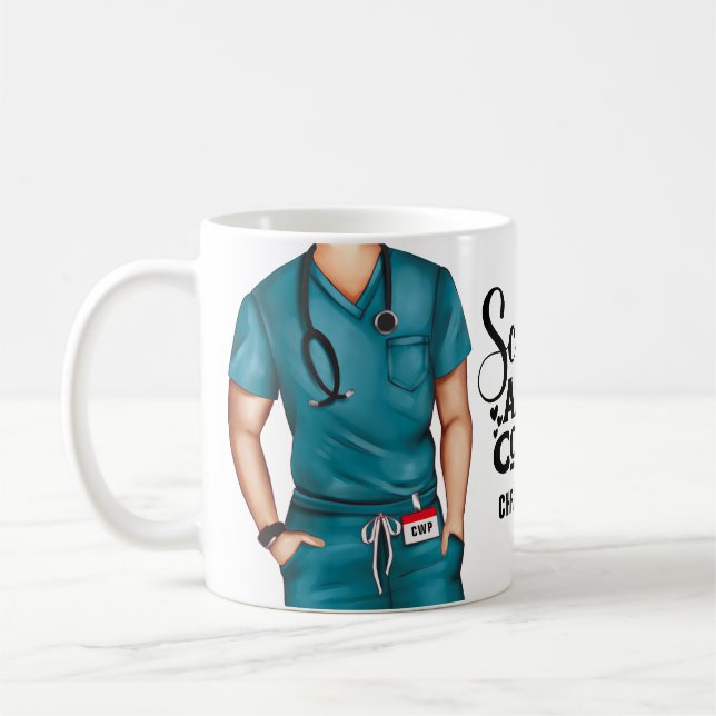 Scrubs und Coffee Nurse Personalisiert Coffee Tass Kaffeetasse (Links)