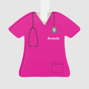 Scrubs Uniform Nurse Hot Pink Shirt Weihnachten Or Ornament
