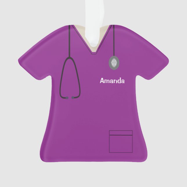 Scrubs Uniform Nurse Lila Shirt Weihnachtsgebäck Ornament (Vorderseite)