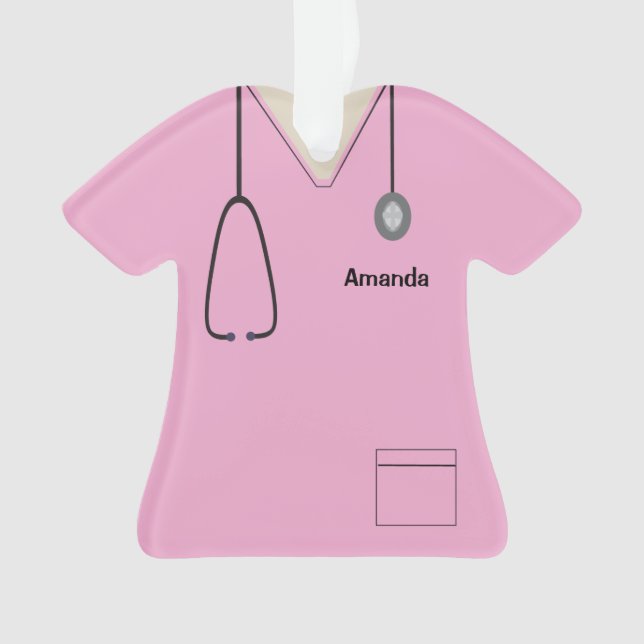 Scrubs Uniform Nurse Pink Shirt Weihnachtsgebäck Ornament (Vorderseite)